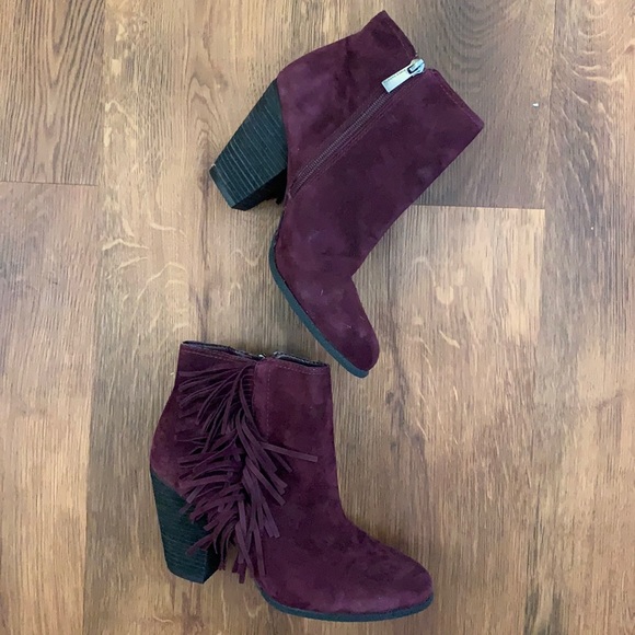 Vince Camuto Hayzee Fringe Deep Wine Bootie - Picture 2 of 9